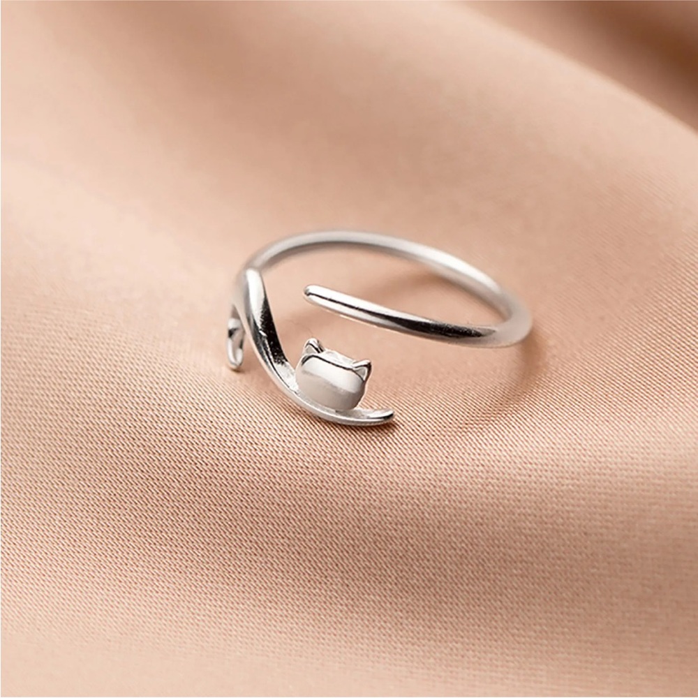 Animal Cat Open Adjustable Ring .